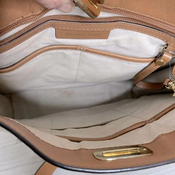 Michael Kors Sullivan Large Leather and Linen Messenger Bag travel office career - Picture 4 of 12